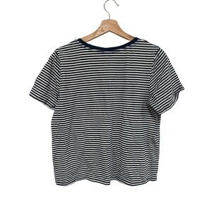 Ella Moss Navy and White Striped Short Sleeve Tee